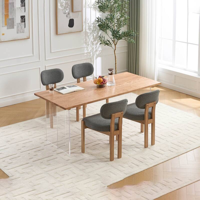 Modern Upholstered Rubberwood Dining Chairs (Set of 2)