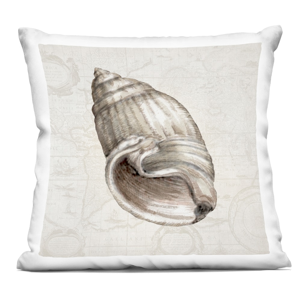 Stupell Seashell over Vintage Map Decorative Printed Throw Pillow Design by Conrad Knutsen