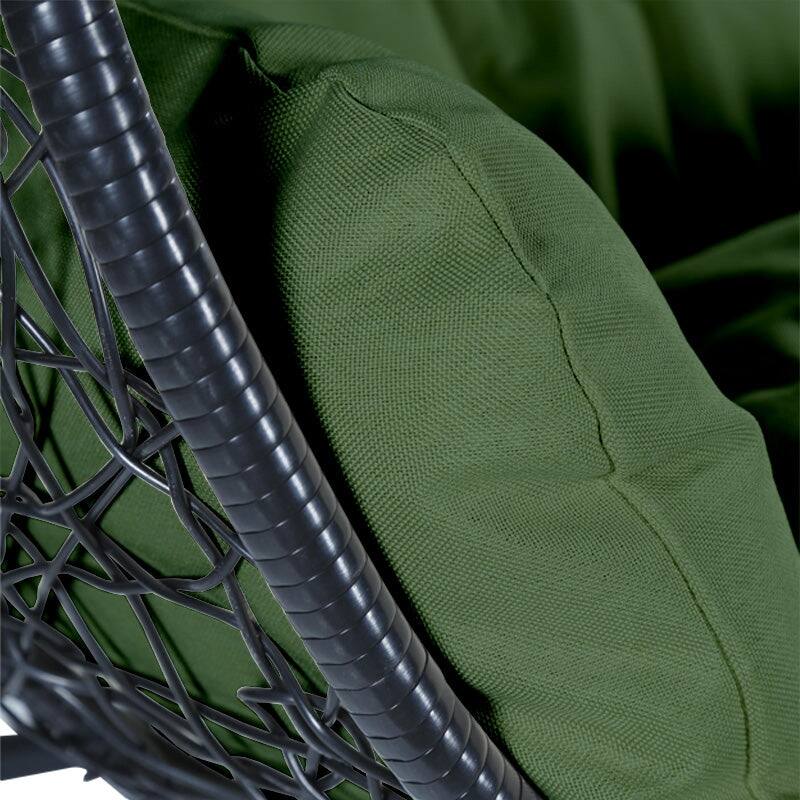 2-Person Outdoor Hanging Egg Chair with Teardrop Frame, Weather-Resistant Cotton Cushioned Seat for Patio and Indoor Use