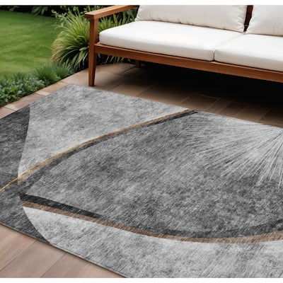 HomeRoots Abstract Transitional Rectangle Outdoor Rug