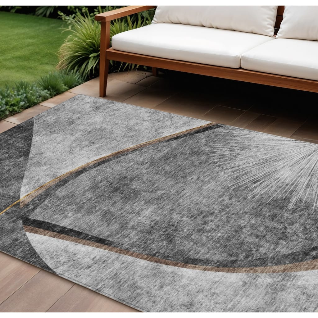 HomeRoots Abstract Transitional Rectangle Outdoor Rug