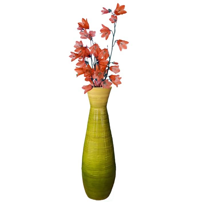 Uniquewise Classic Bamboo Floor Vase Handmade, For Dining, Living Room, Entryway, Fill Up With Dried Branches Or Flowers