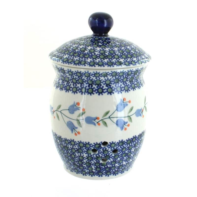 Blue Rose Polish Pottery P078 Manufaktura Garlic Keeper - Tulip