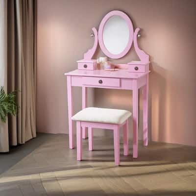 Makeup Vanity Table and Stool Set
