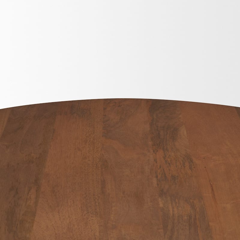 Arno Warm Mid-Brown Wood Sculptural Round Coffee Table