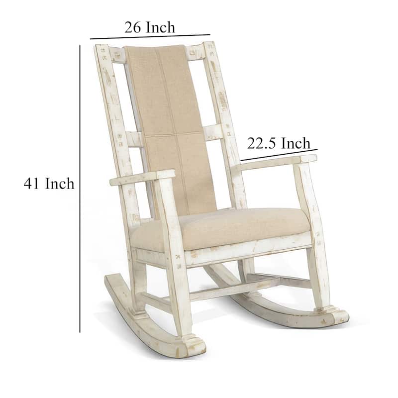 Rena Rocking Chair, Cushion Seat and Back, White Mahogany Mindy Wood