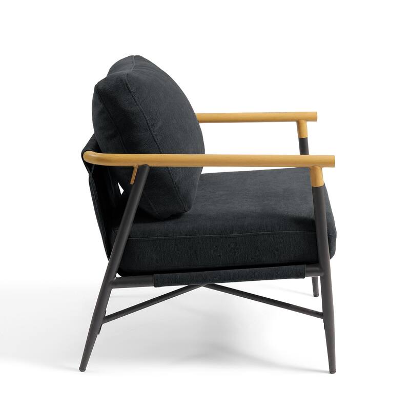 Anis 27'' W Vegan Leather/ Chenille Metal X Base Accent Chair Set of 2