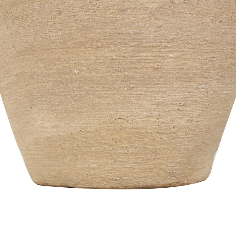 Porcelain Ceramic Wide Textured Decorative Vase - Beige - Roche River Decor