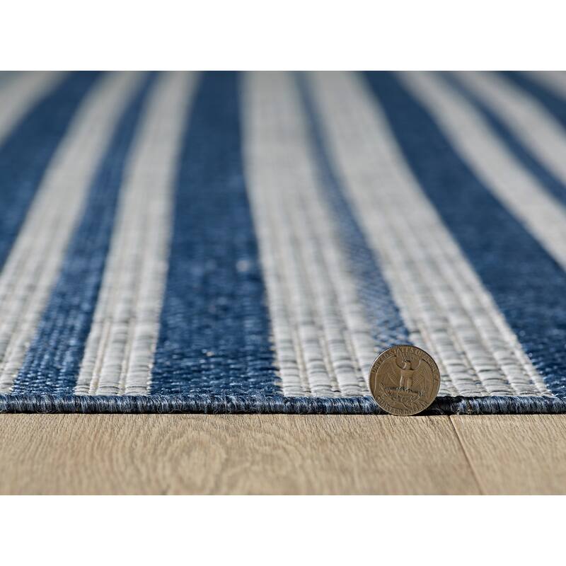 Domani Speak Transitional Stripe Indoor / Outdoor Area Rug