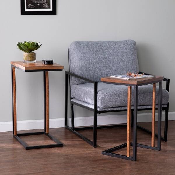 SEI Furniture Savanti Modern Farmhouse Brown Metal CTable (Set of 2