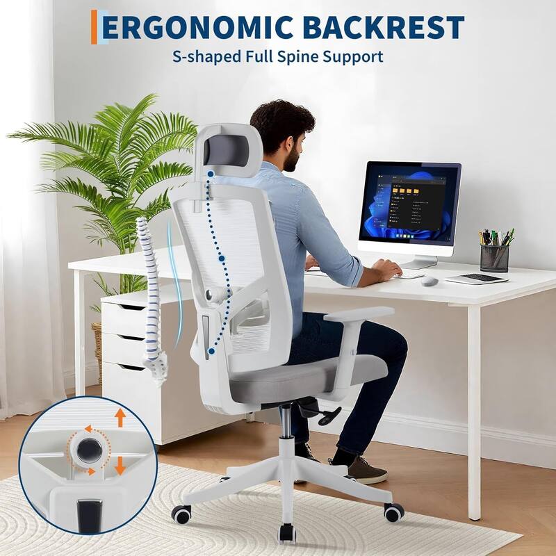 High Back Adjustable Ergonomic Desk Chair, Home Office Chair for Gaming, Naps