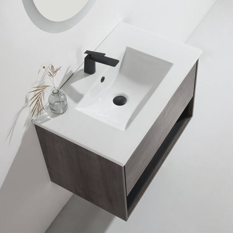 24"/30"/32"/36" Floating Bathroom Vanity Set with Ceramic Sink