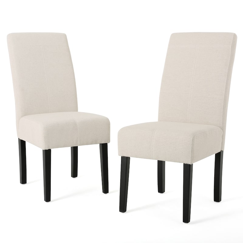 2-Piece Upholstered Dining Chair Set, Classic Dining Room Chairs with Wooden Legs, Armless High-Back Dining Chairs