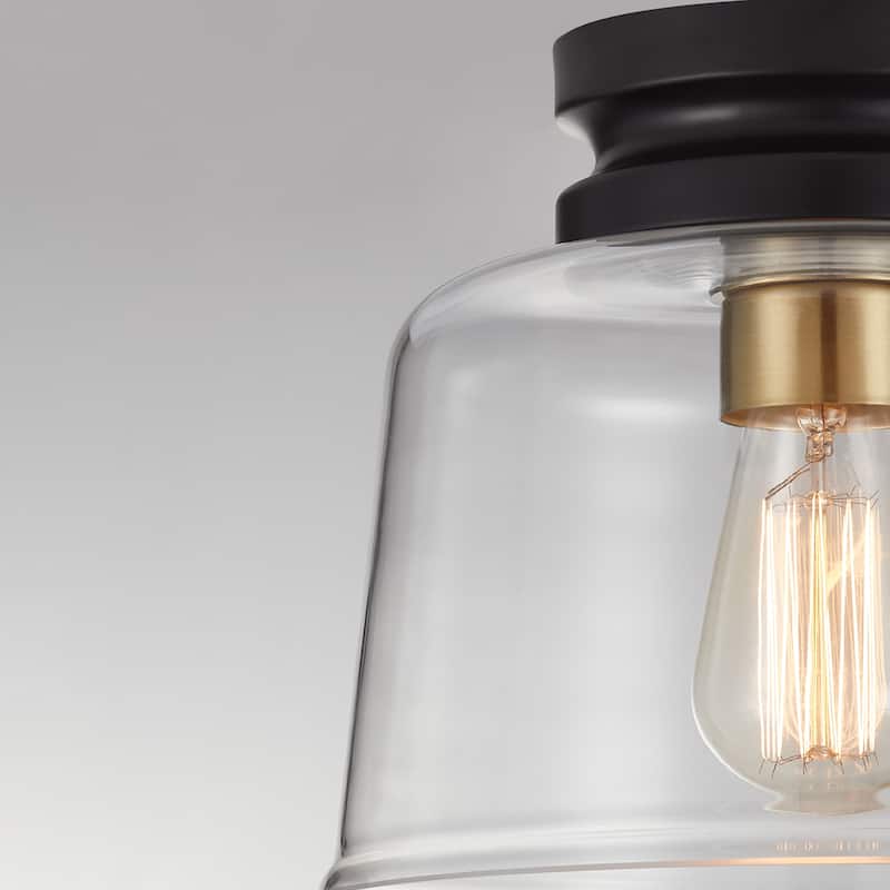 KAWOTI 9" 1-Light Flush Mount Light with Clear Glass Shade - 9 Inch Diameter