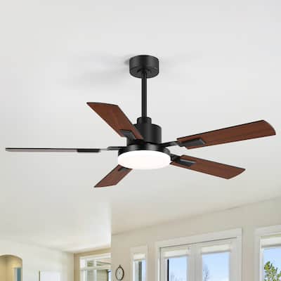 52 Inch 5-Blade Integrated LED Ceiling Fan with Light Remote and Downrod