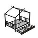 preview thumbnail 6 of 16, Full Size Metal House Platform Bed with Headboard and Footboard,Roof Design,Two Drawers,Safe Guaranteed