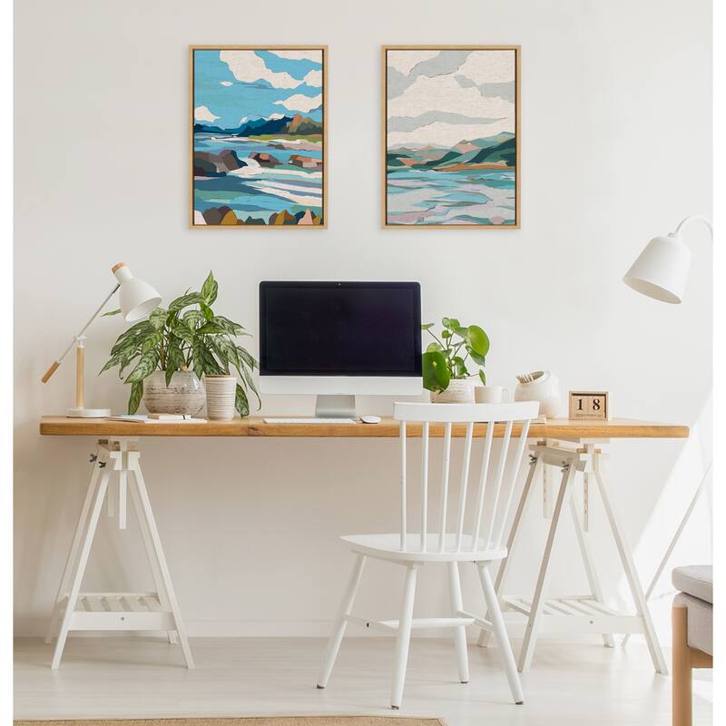 Kate and Laurel Sylvie Dal Lake Framed Canvas by Nikita Jariwala