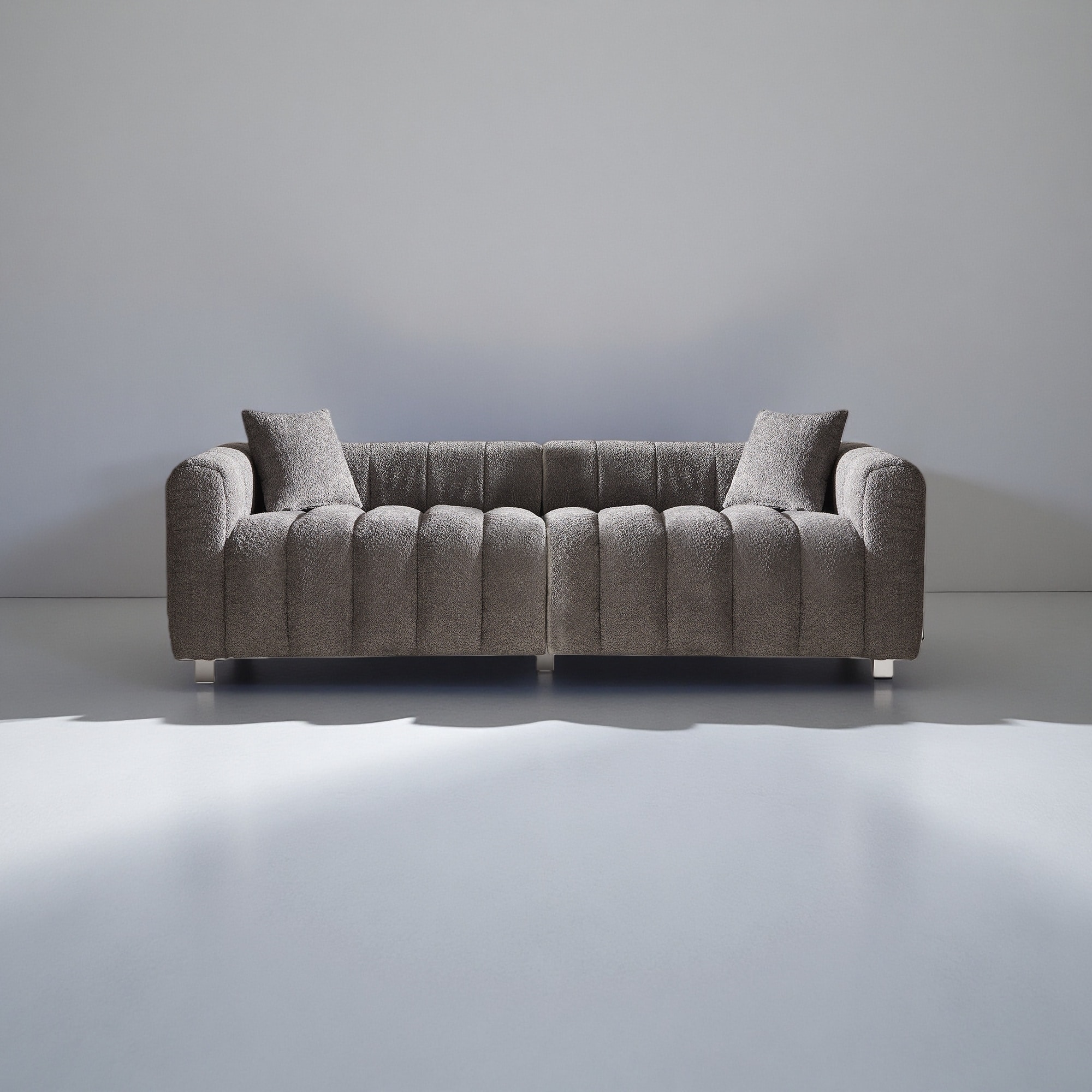 83.46" Velvet Bubble Upholstered Sofa with Metal Base Legs & 2 Pillows