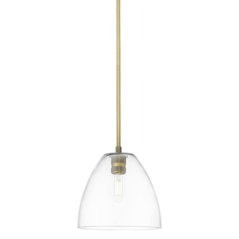 Innovations Lighting 434-1S-11-9 Crown Point Pendant Crown Point 9" - Brushed Brass / Clear