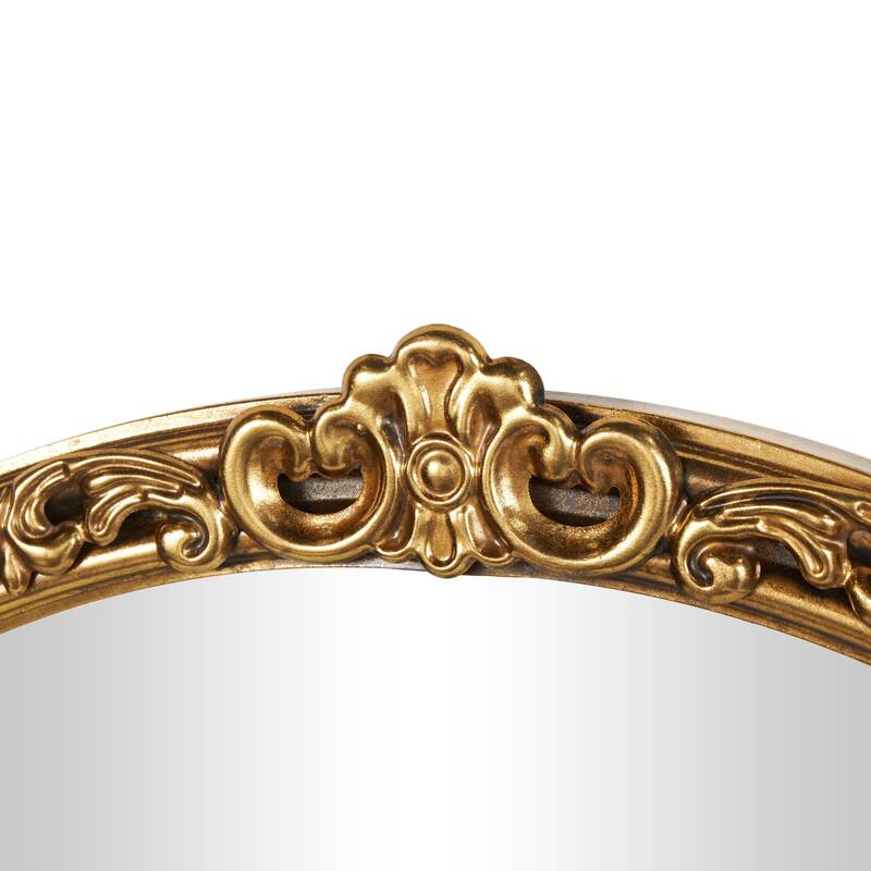 Metal Scroll Layered Frame Room Wall Mirror with Floral Accents - Gold - Roche River Decor