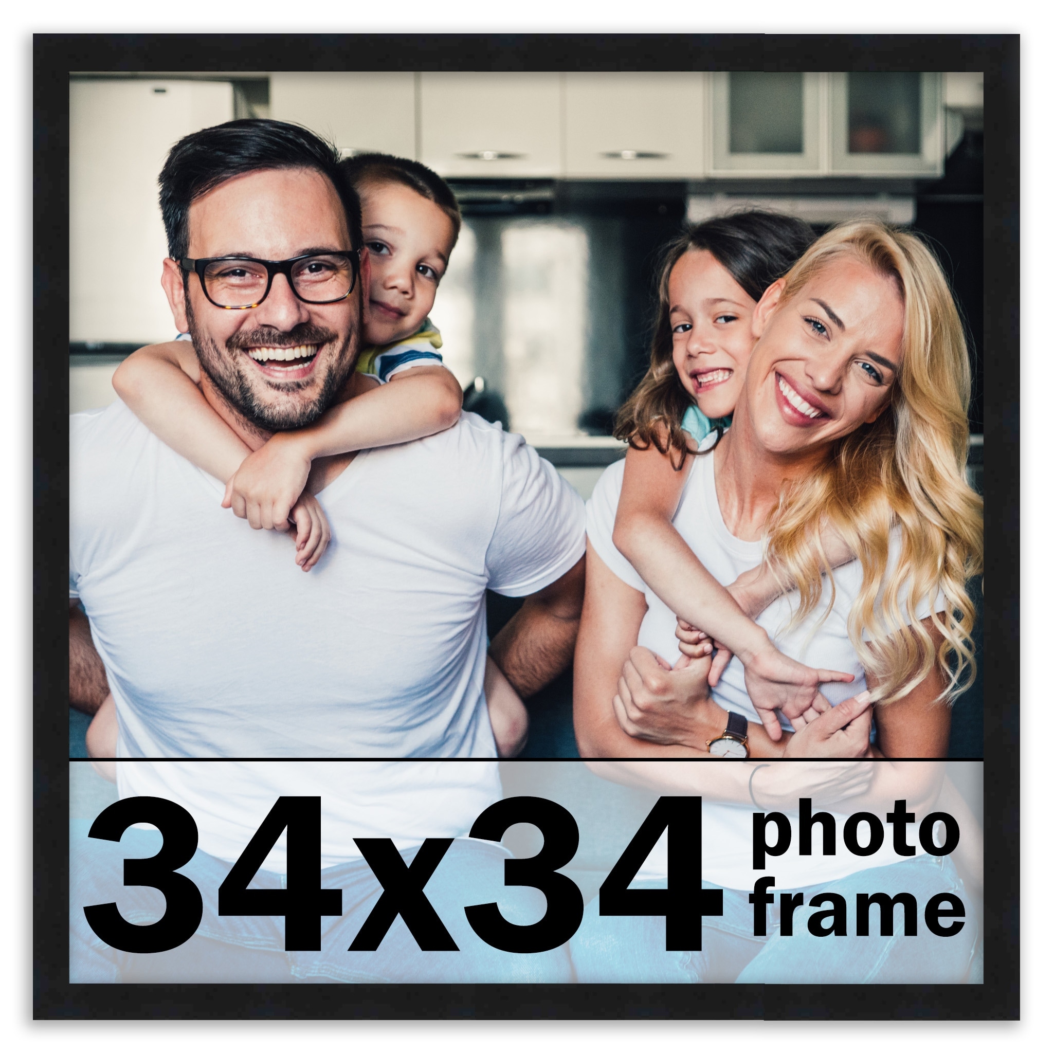 CustomPictureFrames.com 12x12 Frame White Matted for 12x12 Picture or 15x15 Art Poster Without Photo Mat - Display Your 12 x 12 Decor Prints Under UV