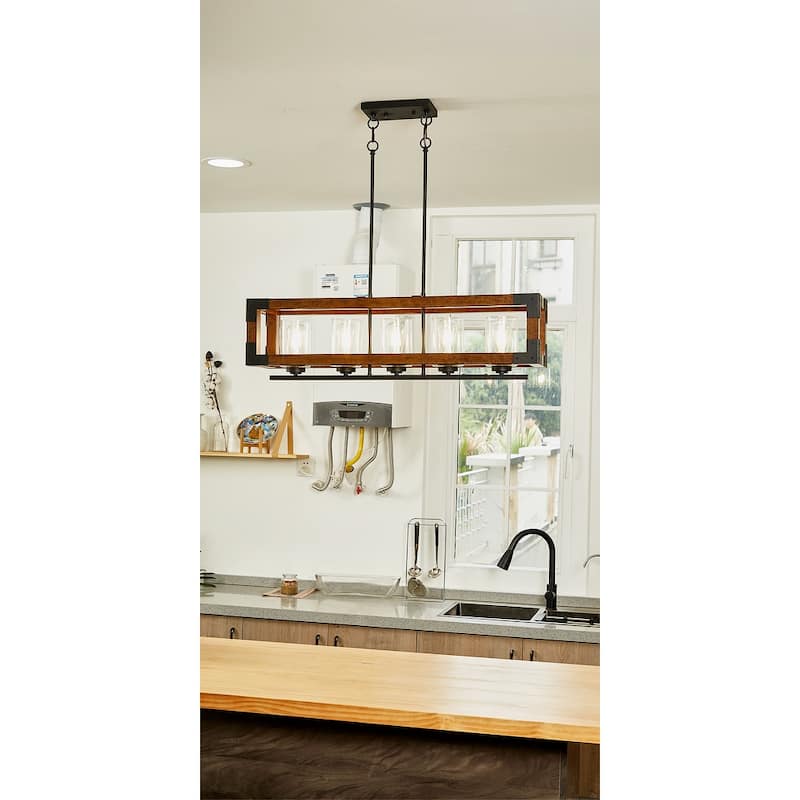 5 Light Statement Rectangle Lantern Chandelier - 36"x8.55"x53"