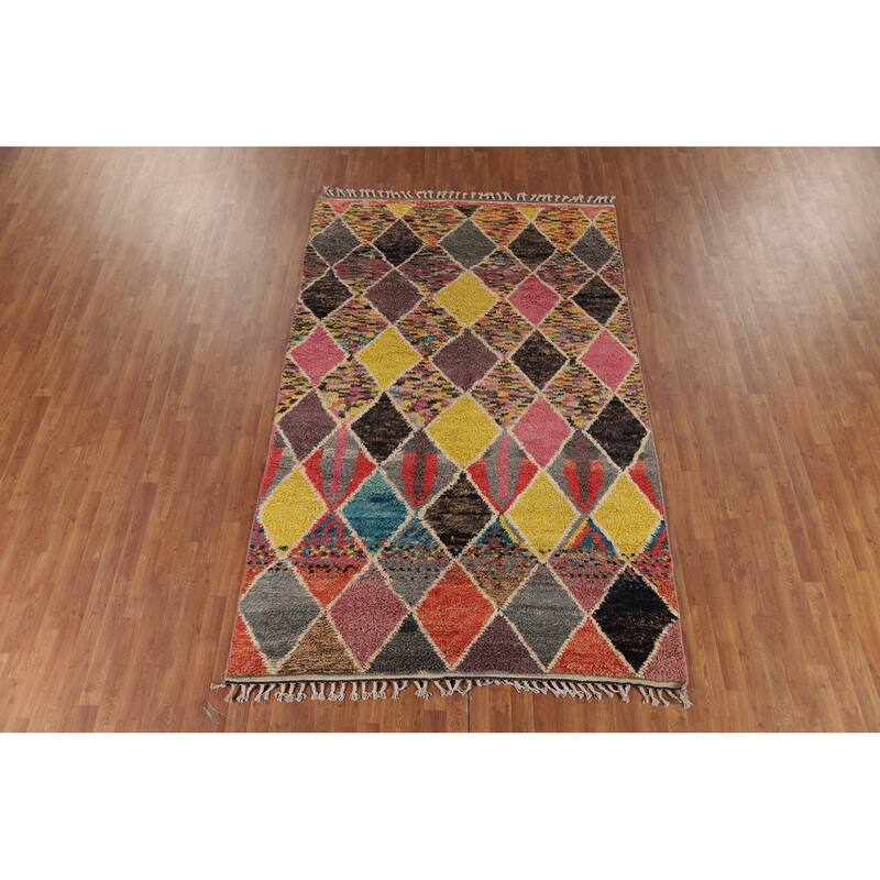 Trellis Plush Moroccan Area Rug Handmade Wool Carpet - 6'0" x 9'6"