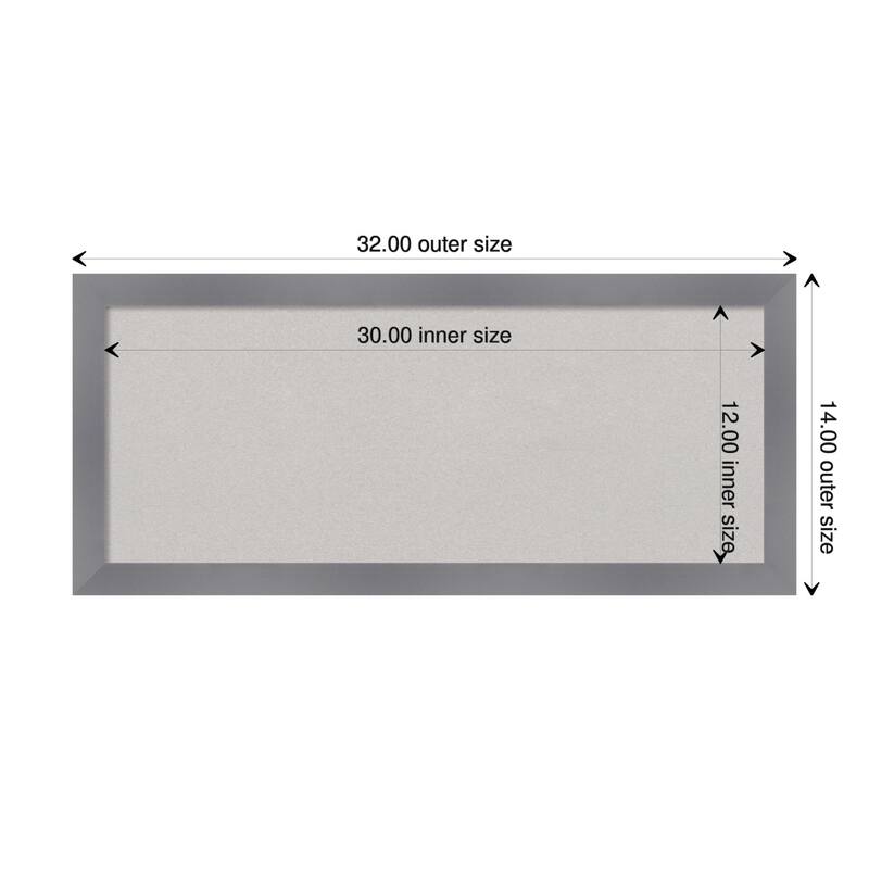 Edwin Grey Wood Framed Grey Corkboard Bulletin Board - Board Size 30x12