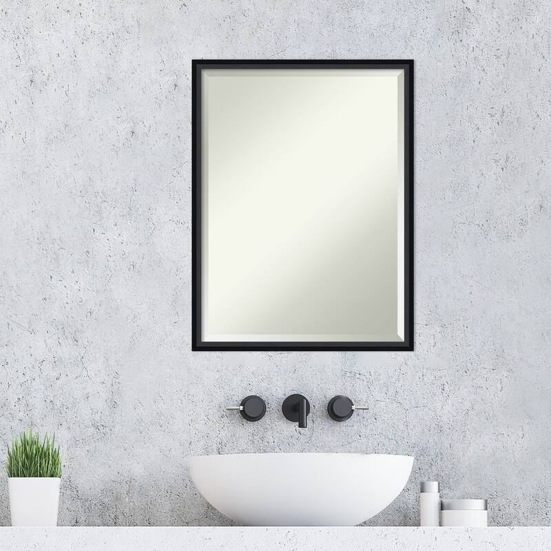 Beveled Wood Bathroom Wall Mirror - Lucie Frame