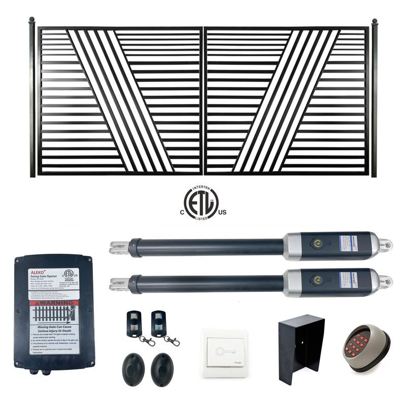 ALEKO Steel Dual Swing Garden Driveway Gate Sofia Style 12 x 6 feet with Opener