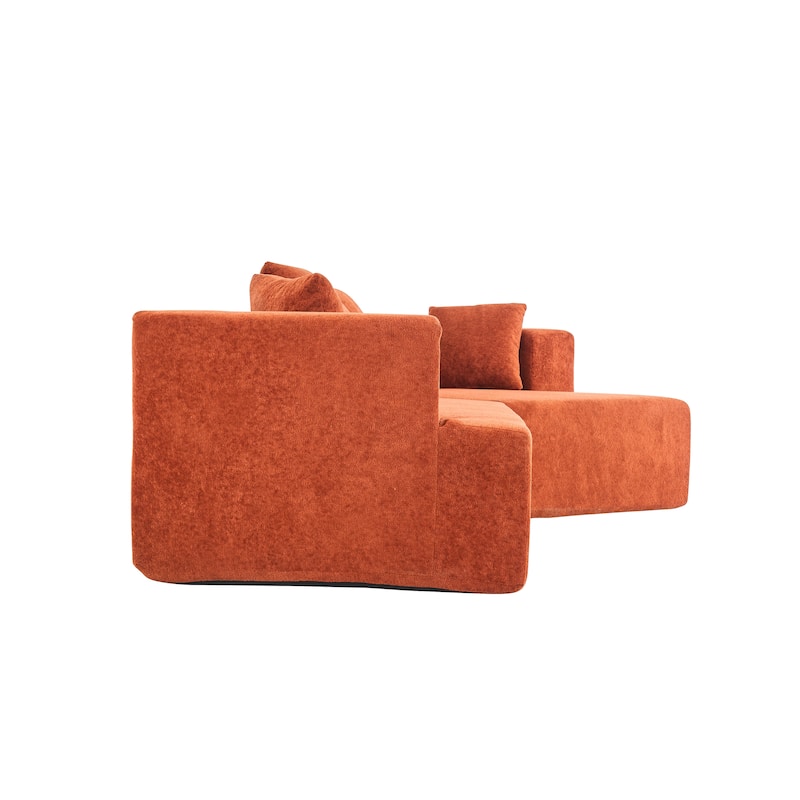 Orange Polyester Memory Foam Couch, No Installation, Deep Seat