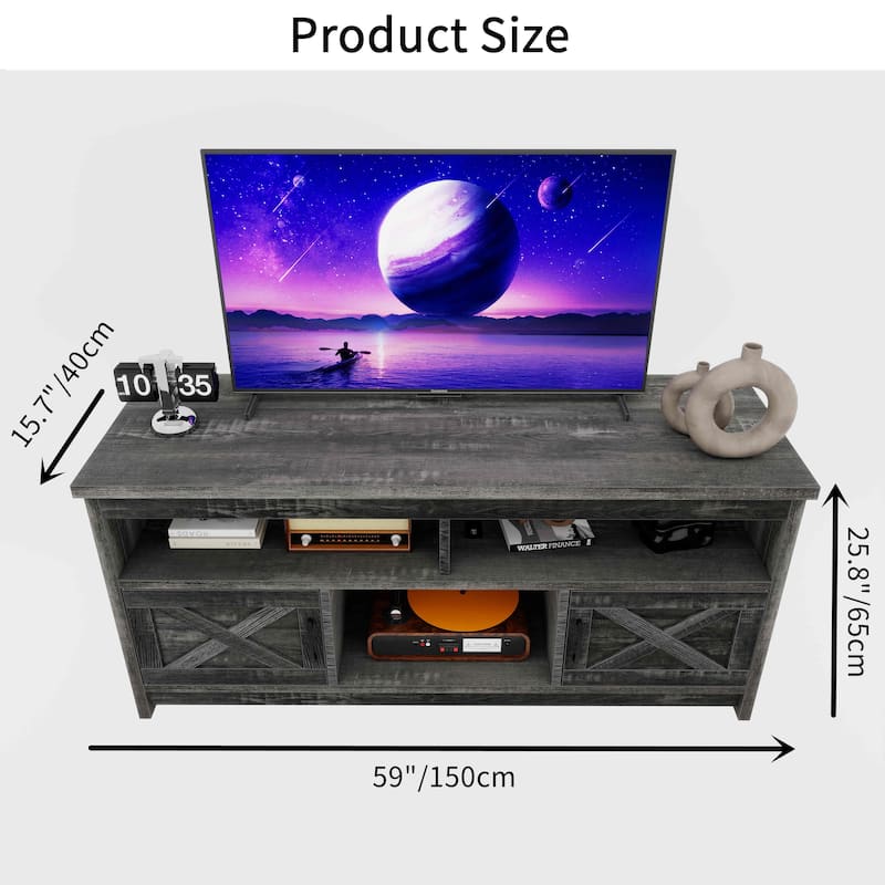 Moasis Farmhouse 59" TV Stand Media Console Entertainment Center with Storage Cabinets and Shelves