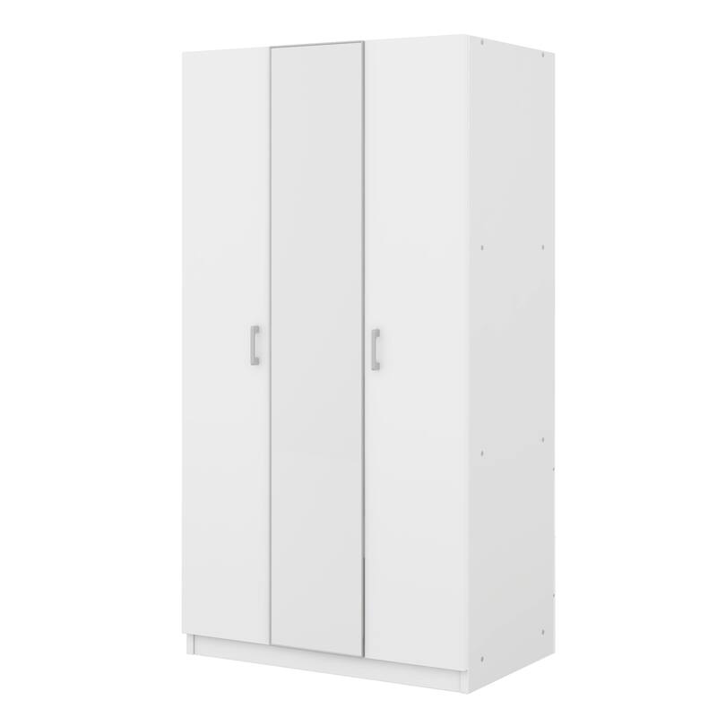 3-Door Wardrobe Mirror Armoire with Hanging Rod and 3 Shelves