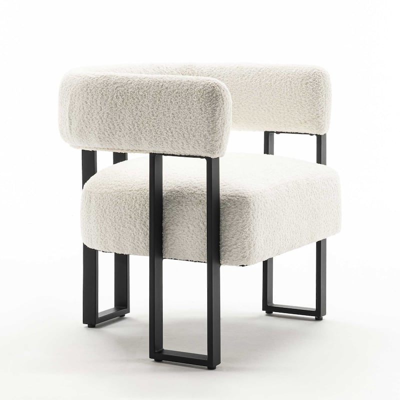 Upholstered Teddy Velvet Accent Chair, Modern Boucle Armchair
