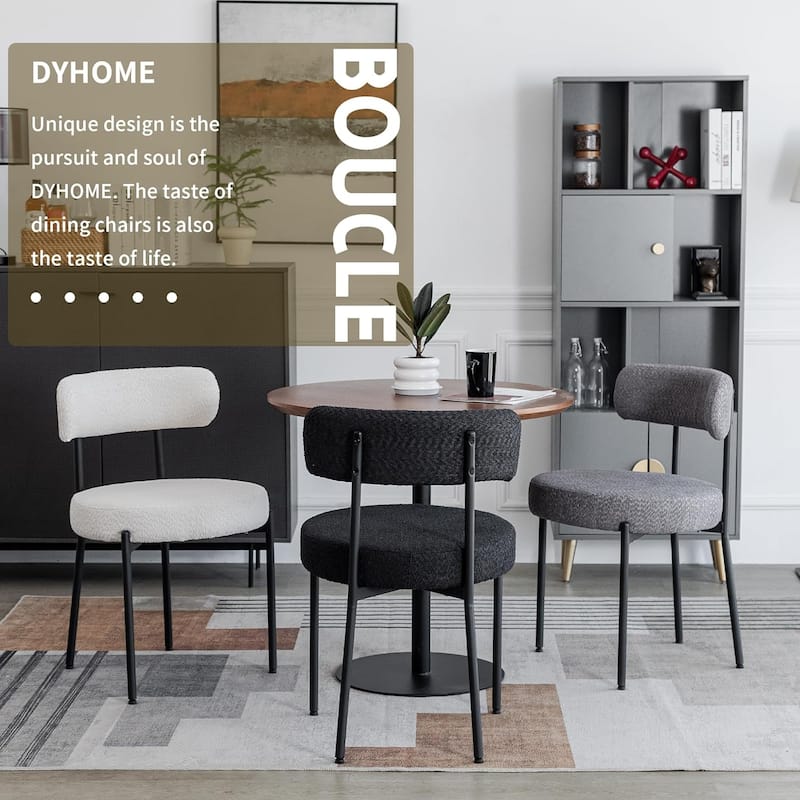 XINMICS Dining Chairs Set of 2/4/6, Mid Century Modern Upholstered Boucle Kitchen Dining Room Chairs