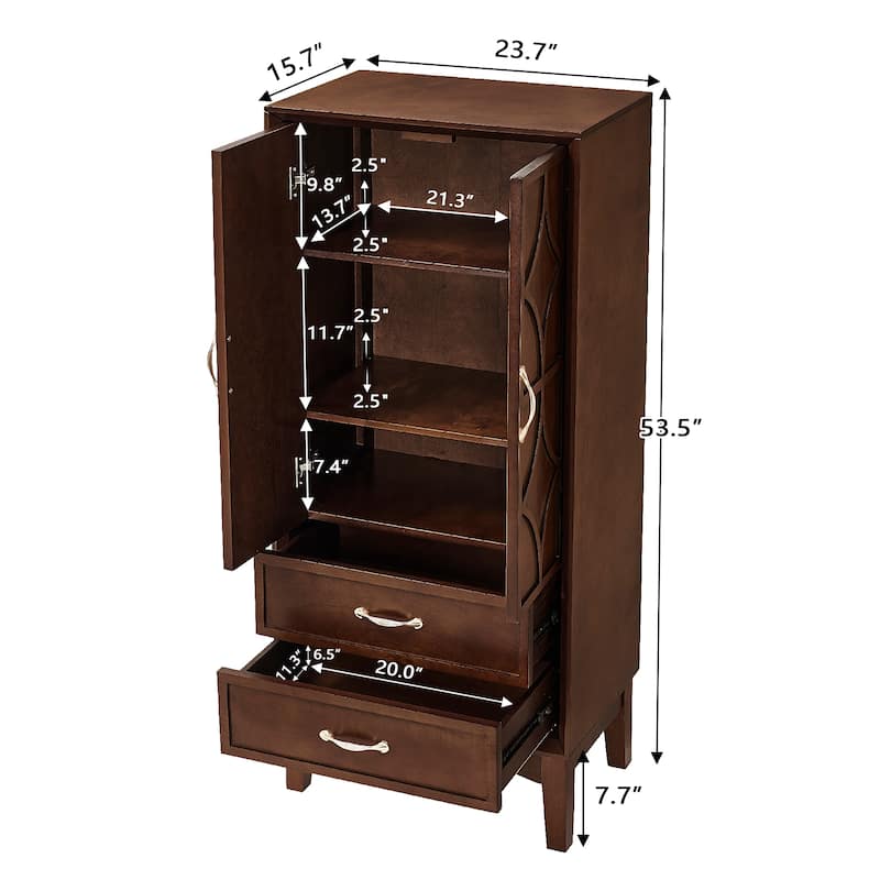 Roomfitters Tall Pantry Sideboard Cabinet, Geometric Storage Console Buffet for Kitchen & Entryway