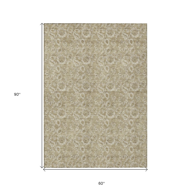 HomeRoots Floral Transitional Rectangle Outdoor Rug