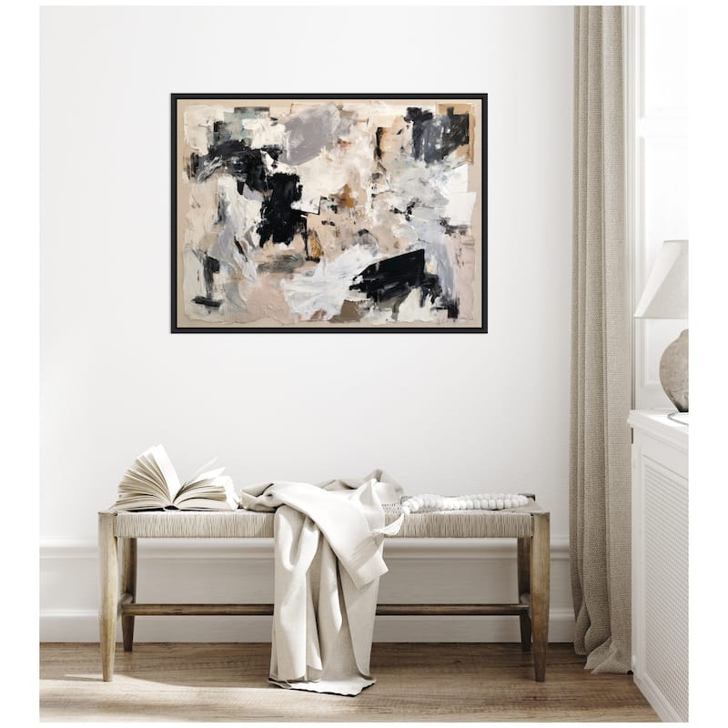 Kate and Laurel Expressive Tonal Neutral Abstract by The Creative Bunch Studio Framed Canvas Wall Art Print