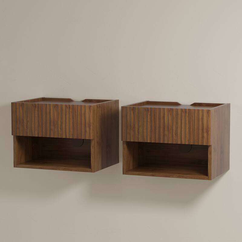 Modern Wall-Mounted Floating Nightstands with Drawer (Set of 2)