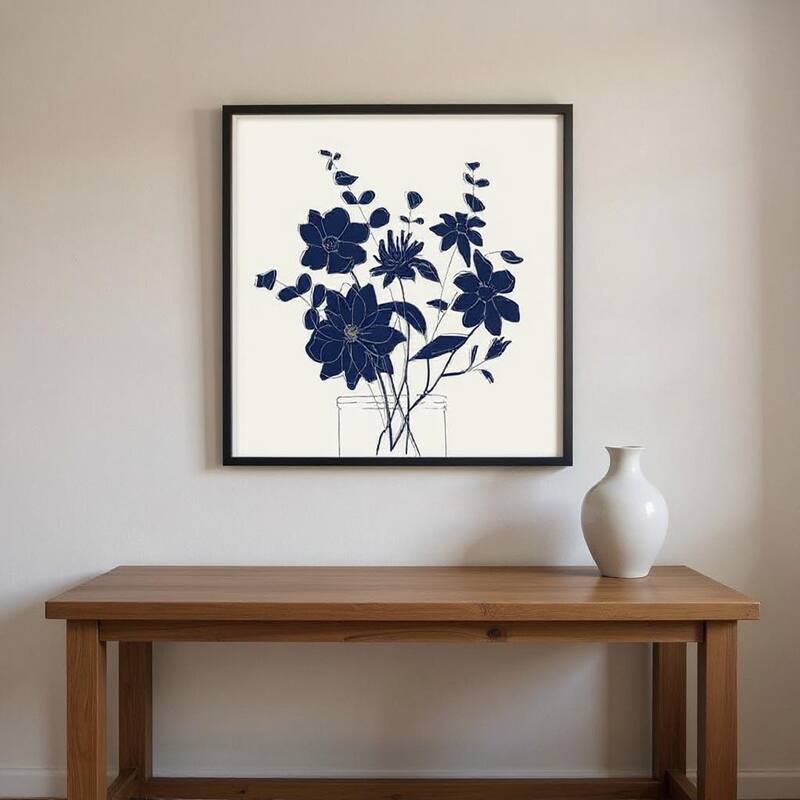 HomeRoots Set Of Two Indigo Sketch Brown Framed Wall Art - 10.00 in. x 12.00 in.  x 1.00 in.