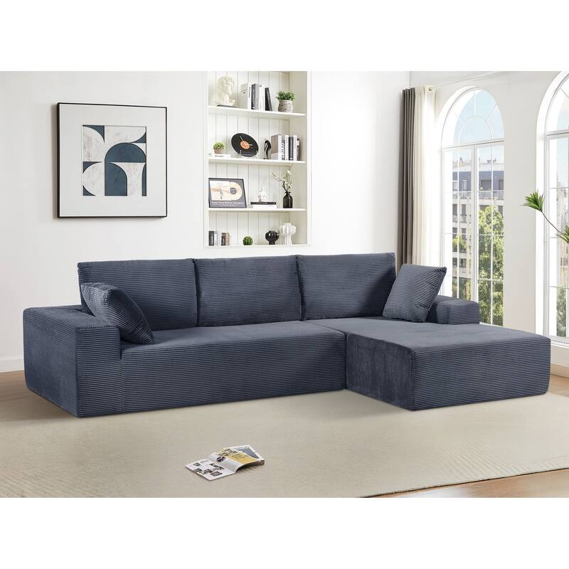 Modular Sleeper Sofa with Wide Armrest Corduroy L Shaped Sectional Couches for Living Room, No Assembly