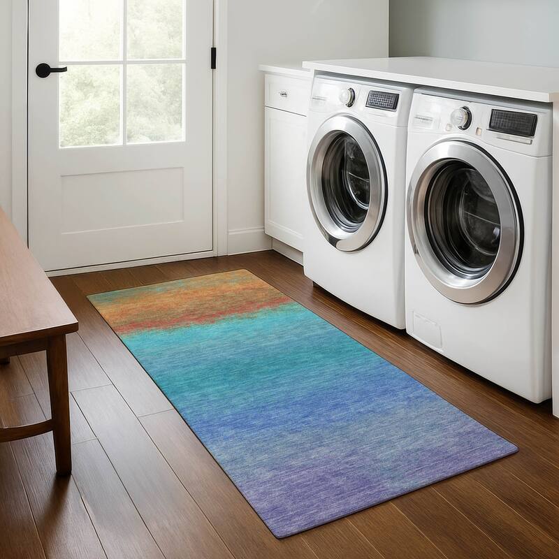 Premium Washable Super Soft Abstract Ombre Mayfield Rug - Aqua - 2'3" x 7'6"
