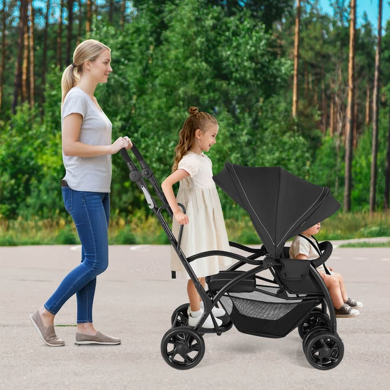 Babyjoy Sit & Stand Double Stroller with Adjustable Handle Bar - See Details
