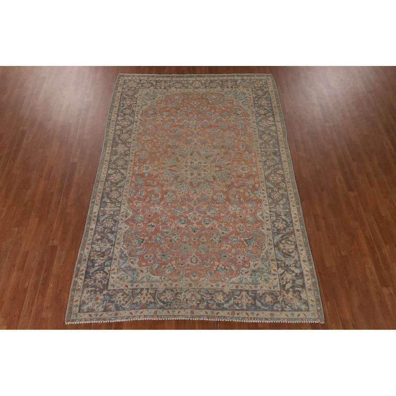 Traditional Najafabad Persian Vintage Rug Hand-Knotted Wool Carpet - 6'11"x 10'5"