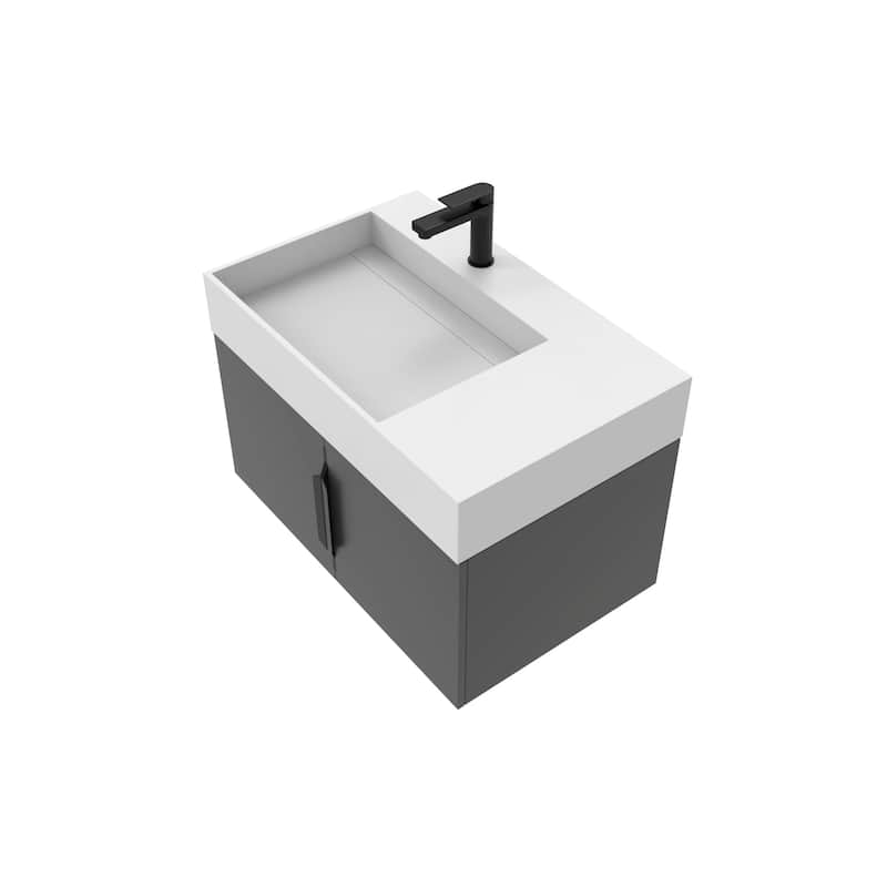 Amazon 30" Wall Mounted Bathroom Left Basin Vanity Set w/ White Top