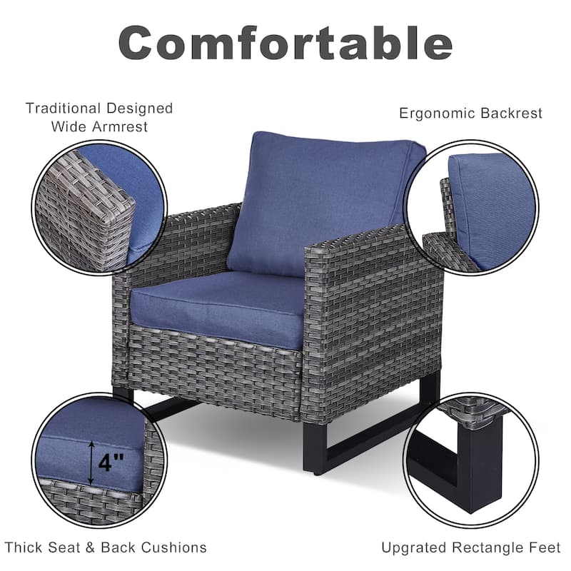 5-Piece Outdoor Sectional Sofa Set with Fire Pit Table
