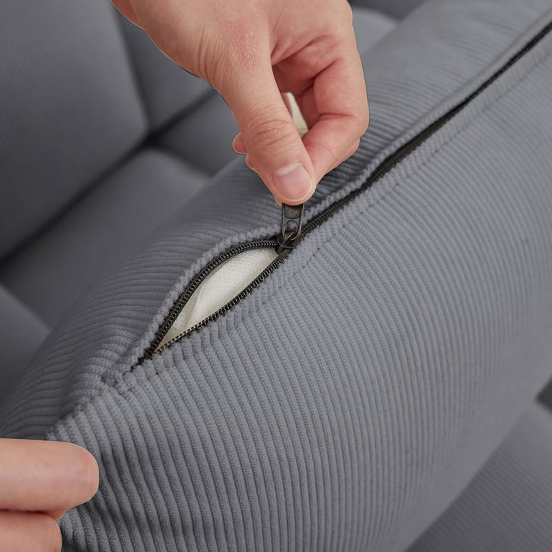 48.03" Pin Striped Fabric 3 in 1 Convertible 2 Seater Sleeper Sofa Bed
