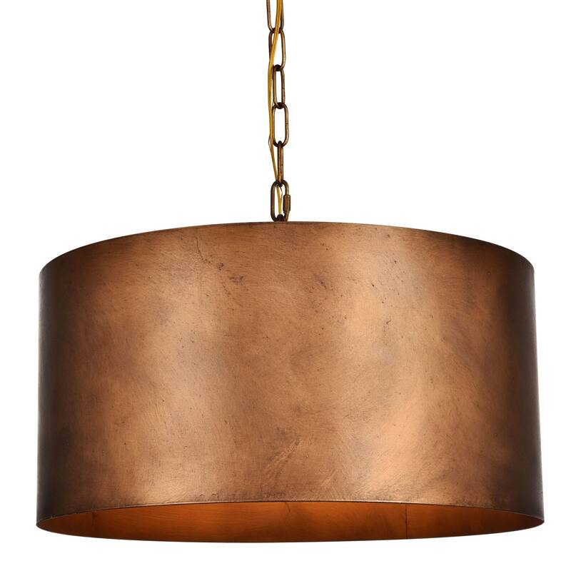 Elegant Lighting Miro 3 Light 20" Pendant with Metal Drum Shade - Manual Brass