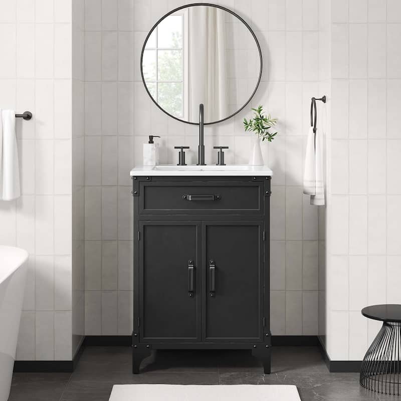 Steamforge Bathroom Vanity Basin Included - 24" - White Black