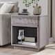 Modern Nightstand with Charging Station, End Table, Wood Beside Table - Light Grey